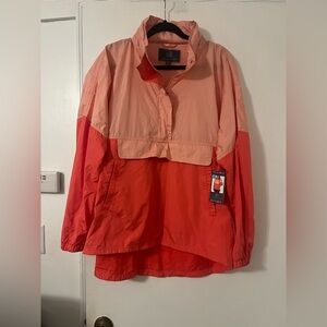 NWT Lauren James Coral Peach windbreaker jacket rollaway hood size XXL (M126)